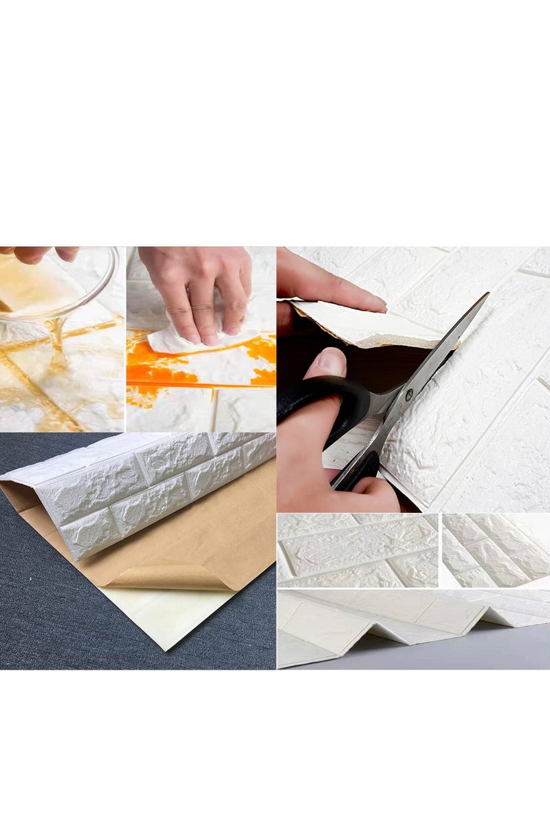 LINGWEI 3D Foam Wallpapers 10 PCS White Self Adhesive Brick Wall Strikers Removable Waterproof Brick Contact Papers - Image 4