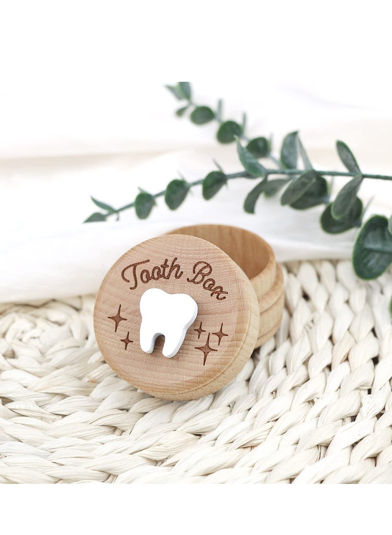 SOLARAE Wooden Tooth Fairy Box,Adorable Keepsake Storage for Boys and Girls Cute Lost Tooth Holder Toddler Teeth Case (1 Piece) - Image 3