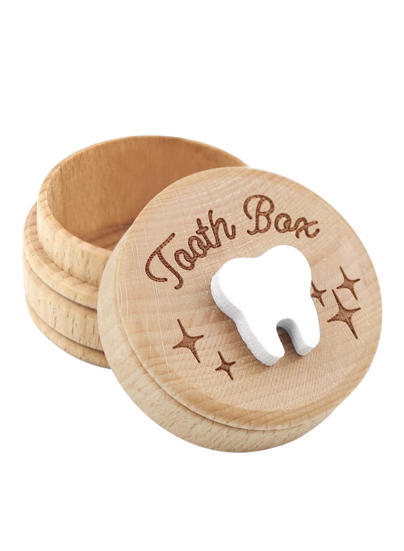 SOLARAE Wooden Tooth Fairy Box,Adorable Keepsake Storage for Boys and Girls Cute Lost Tooth Holder Toddler Teeth Case (1 Piece) - Image 1