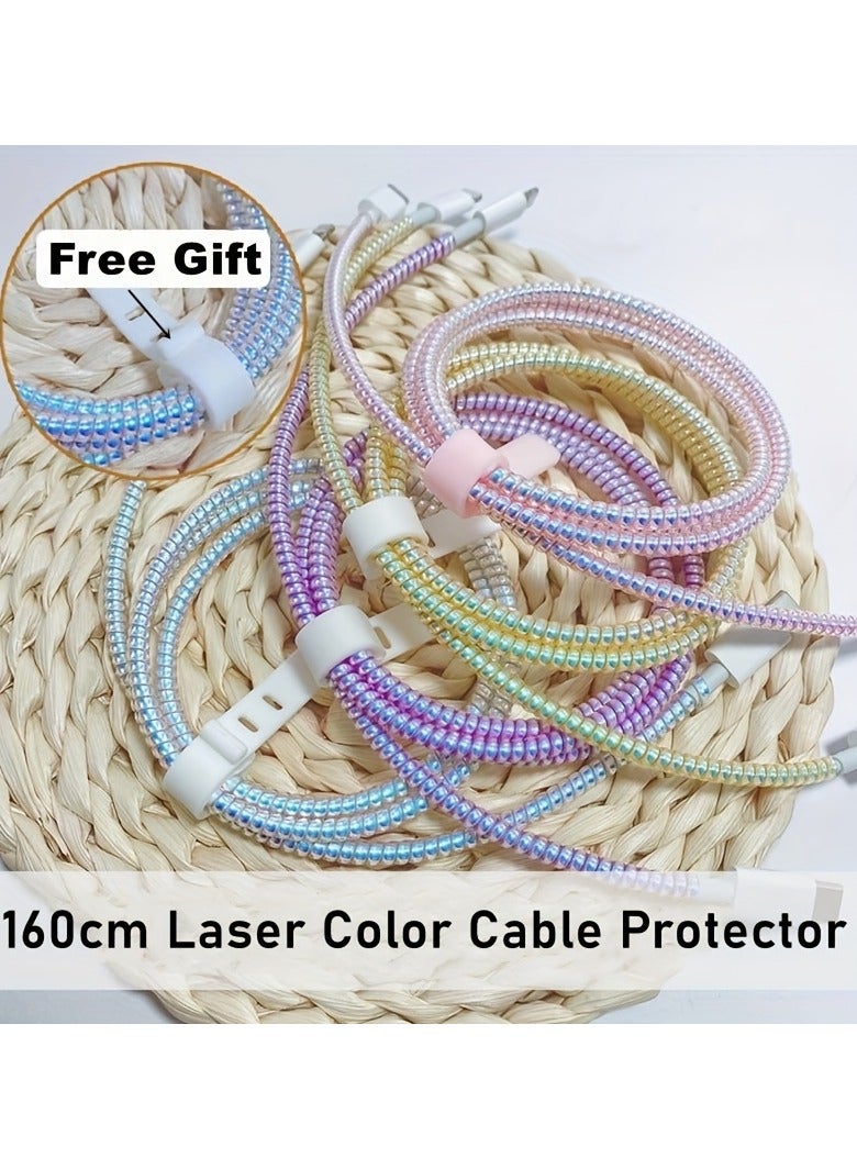 4pcs 160cm USB Charging Cable Protector Magic Color Rope Suitable For Data Cable Headphone Winder Device  - Image 1