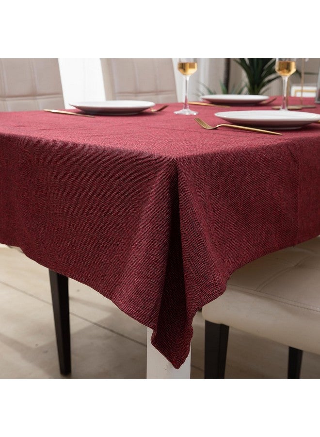 HOKIPO IN360-RD Poly Jute Solid Square Table Cloth 2 Seater Dining Table, 40x40 Inches Table Cover, Red-Pack of 1 - Image 1