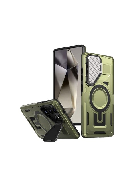 GOLDEN MASK Compatible With Samsung Galaxy S23 Ultra Case with Camera Protection, with Mag-safe Case Magnetic with Stand (Green)