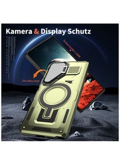 جولدن ماسك جولدن ماسك لهاتف سامسونج جالاكسي اس 23 الترا (Samsung Galaxy S23 Ultra) جراب حافظة مع حماية للكاميرا، مع حافظة مغناطيسية قوية مع حامل (اخضر)  - Image 2
