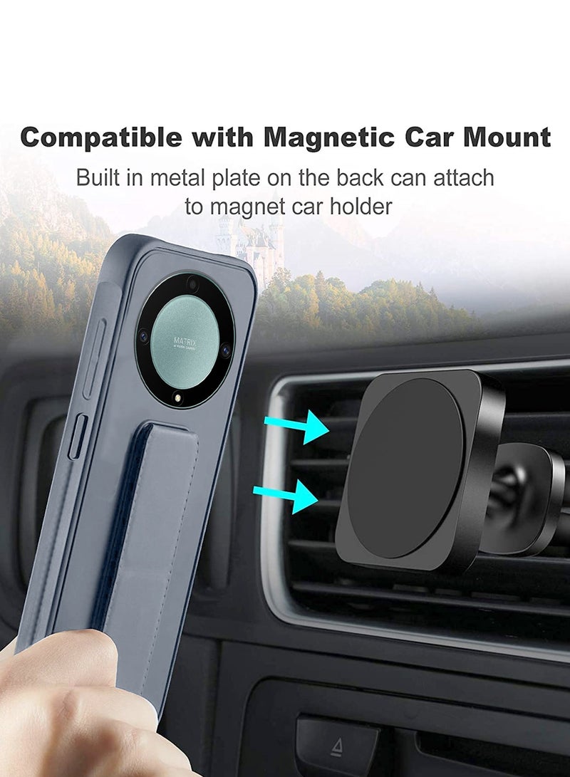 دبليو تيك غطاء حماية بقبضة يد وحامل متعدد مغناطيسي للسيارة ومسند وحزام للأصابع لهاتف Honor X9b 5G 2023 رمادي - Image 3
