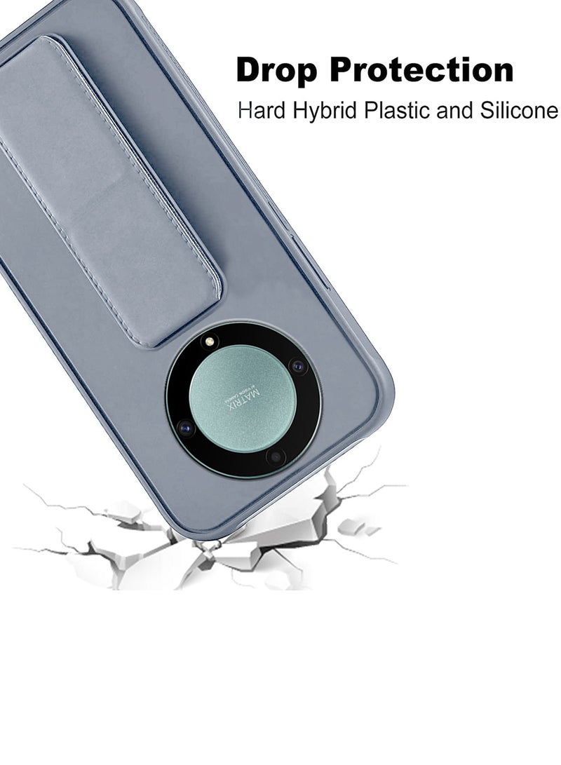 دبليو تيك غطاء حماية بقبضة يد وحامل متعدد مغناطيسي للسيارة ومسند وحزام للأصابع لهاتف Honor X9b 5G 2023 رمادي - Image 4