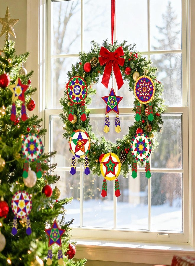Sophena 24 Pcs Christmas Parol Lantern Filipino Wooden Philippine Christmas Ornaments for Tree Decorations Hanging Ornaments Traditional Capiz Star Pendant Sign for Xmas Gift Home Window Holiday Decor Navidad - Image 5
