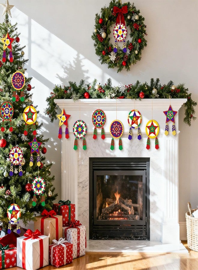 Sophena 24 Pcs Christmas Parol Lantern Filipino Wooden Philippine Christmas Ornaments for Tree Decorations Hanging Ornaments Traditional Capiz Star Pendant Sign for Xmas Gift Home Window Holiday Decor Navidad - Image 4