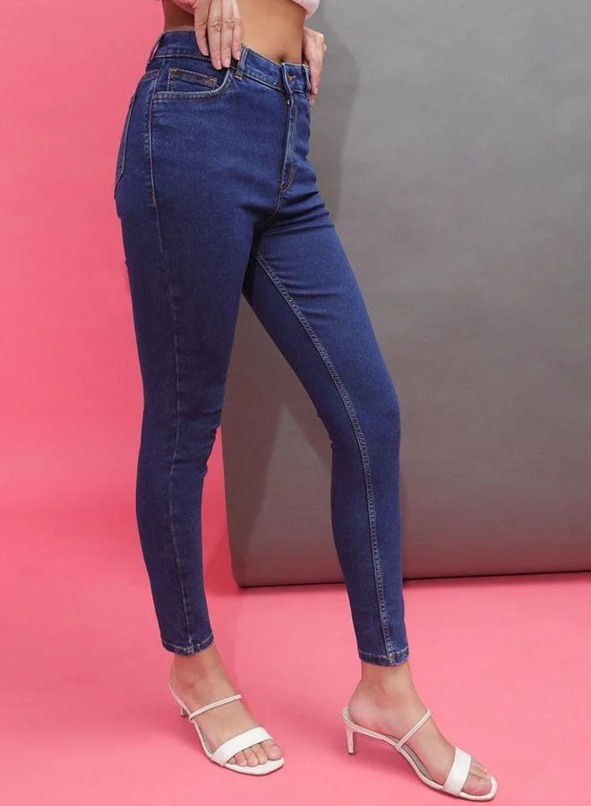 Freehand Freehand Women Blue Skinny Fit Solid Jeans