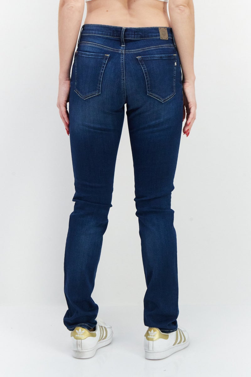 Replay Women Slim Fit Wash Stretchable Denim, Dark Indigo - Image 3