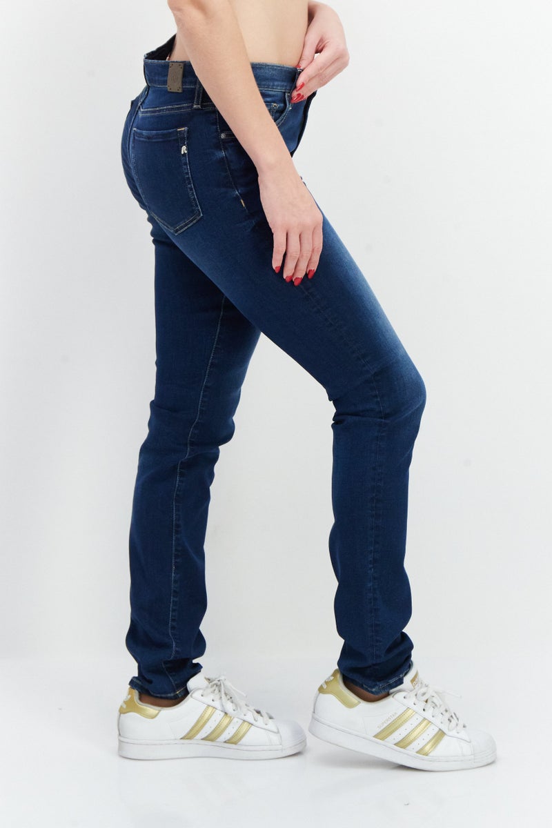 Replay Women Slim Fit Wash Stretchable Denim, Dark Indigo - Image 2