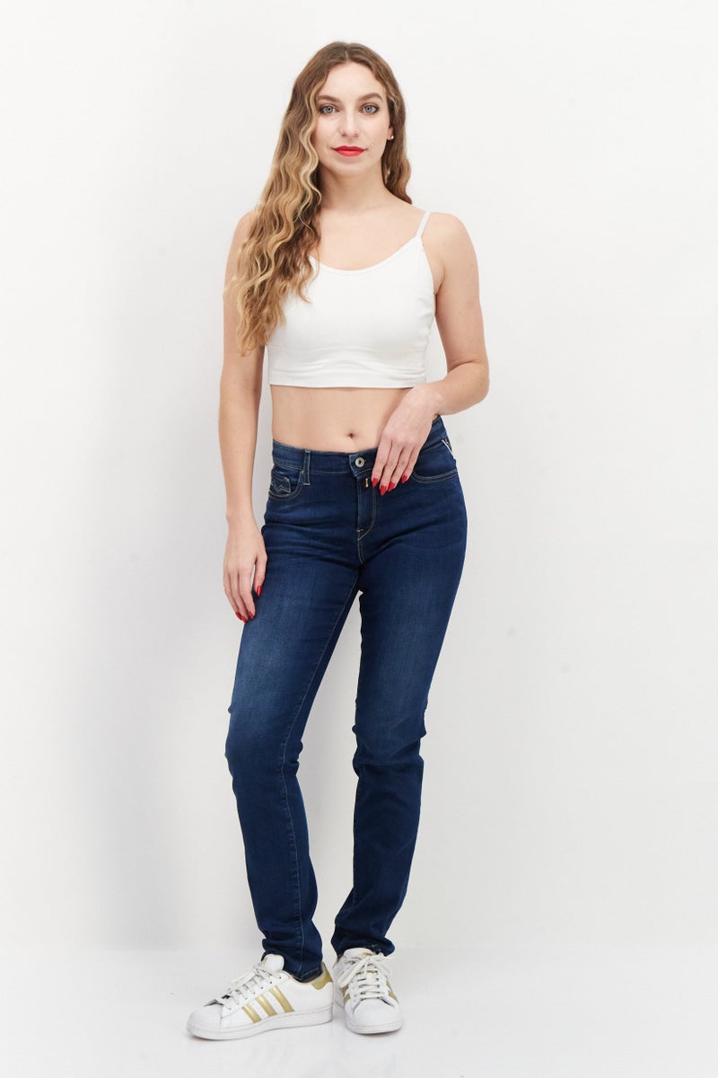 Replay Women Slim Fit Wash Stretchable Denim, Dark Indigo - Image 2