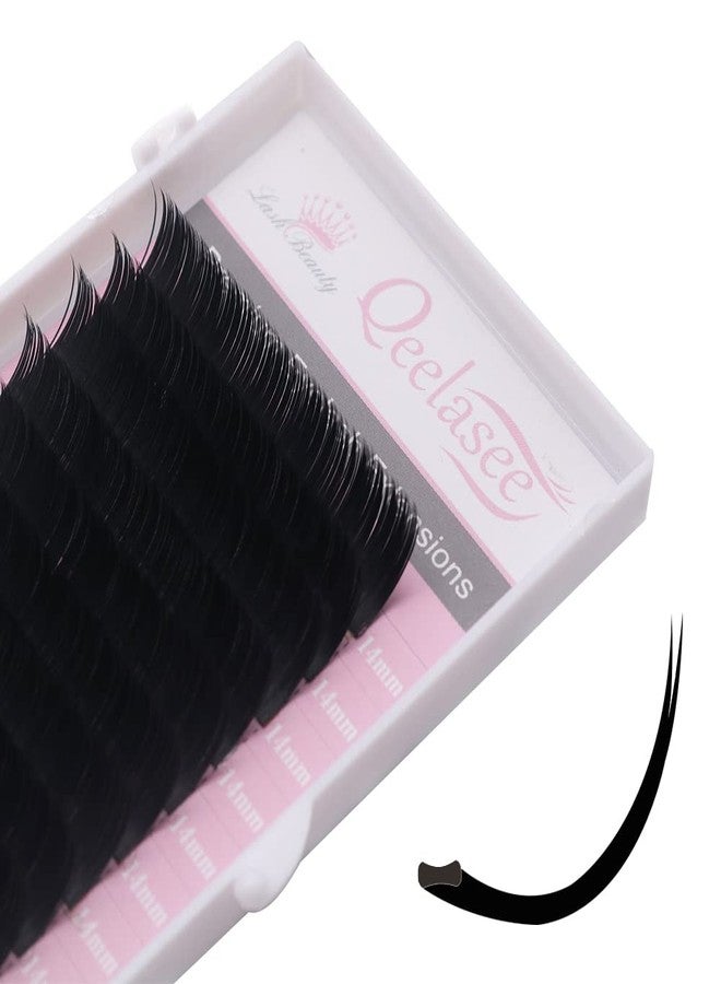Qeelasee Ellipse Eyelash Extension 0.20mm D Curl 14mm Flat Black Mink Fur False Eyelashes 1 Count - Image 1