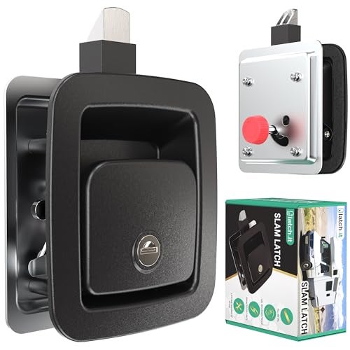 LATCH.IT RV Slam Latch | All Metal Storage Locks | Will Not Replace BP-22 or Offset Models | Camper Compartment Latches | RV Storage Door Latch for 3.9" x 3.3" Lock Holes. Check Fitment Image! - Image 1
