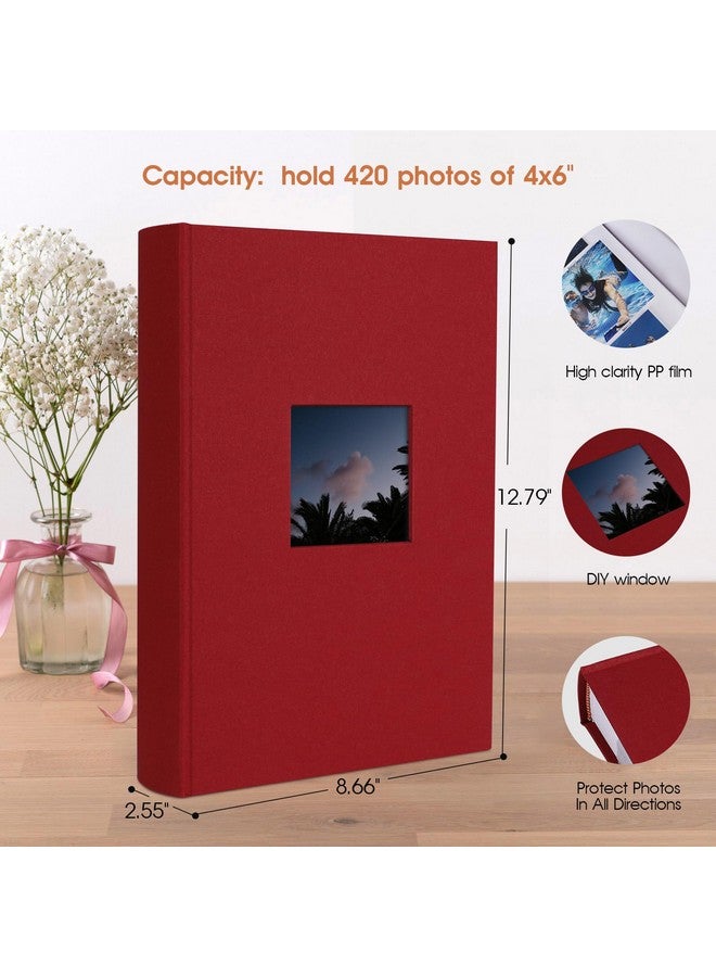 1DOT2 Photo Album 4X6 420 Photos With Writing Space, 4X6 Photo Album Linen Cover With Memo Slip-In Pockets, 420 Photos 4X6 Pictures Album Book For Wedding Kids Travel Family Baby (Wine Red) - Image 2