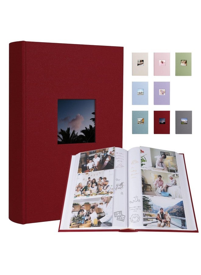 1DOT2 Photo Album 4X6 420 Photos With Writing Space, 4X6 Photo Album Linen Cover With Memo Slip-In Pockets, 420 Photos 4X6 Pictures Album Book For Wedding Kids Travel Family Baby (Wine Red) - Image 1