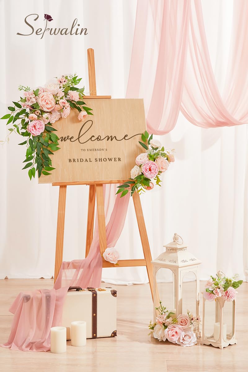 Serwalin Artificial Flowers Pink Flowers Fake Silk Flowers Wedding Cake Flowers for Wedding Bouquets Table Centerpieces Spring Decor Party Baby Shower Decoration - Image 3