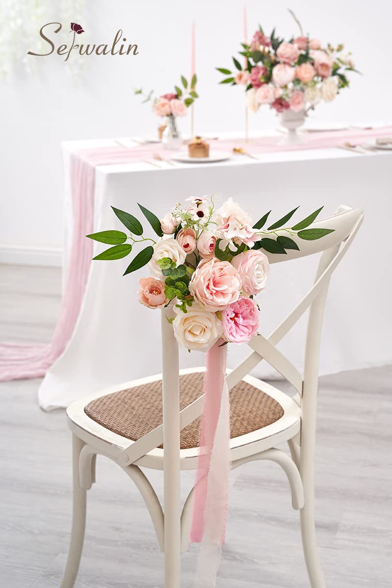 Serwalin Artificial Flowers Pink Flowers Fake Silk Flowers Wedding Cake Flowers for Wedding Bouquets Table Centerpieces Spring Decor Party Baby Shower Decoration - Image 4