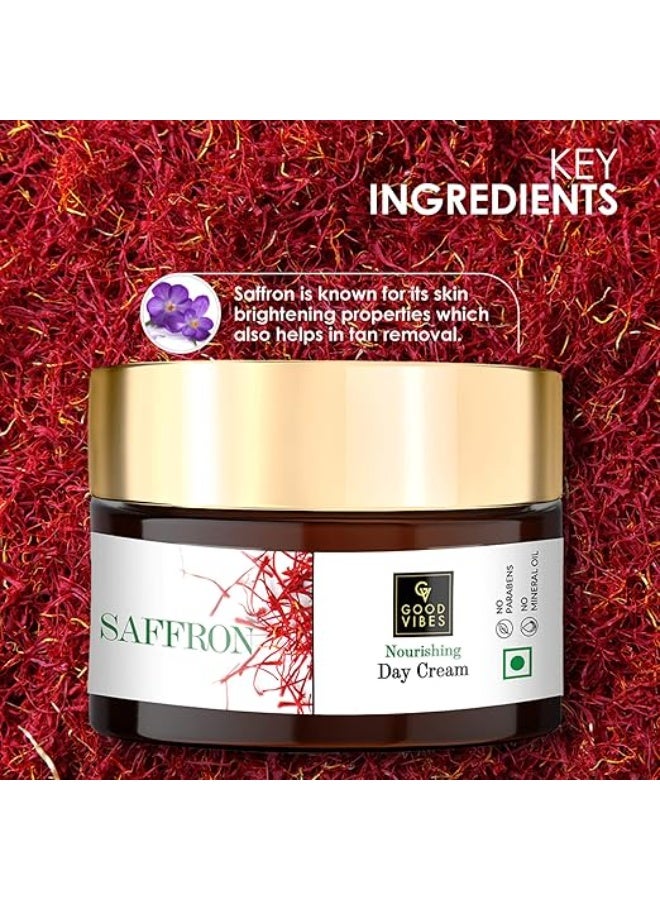 Good Vibes Saffron Nourishing Face Cream, 50 g Deep Moisturization For Radiant Glowing Skin, Helps Reduce Wrinkles & Fine Lines, Natural, No Parabens & Sulphates, No Animal Testing - Image 2