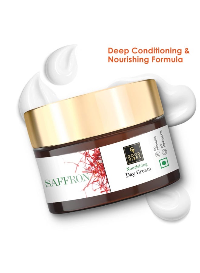 Good Vibes Saffron Nourishing Face Cream, 50 g Deep Moisturization For Radiant Glowing Skin, Helps Reduce Wrinkles & Fine Lines, Natural, No Parabens & Sulphates, No Animal Testing - Image 3