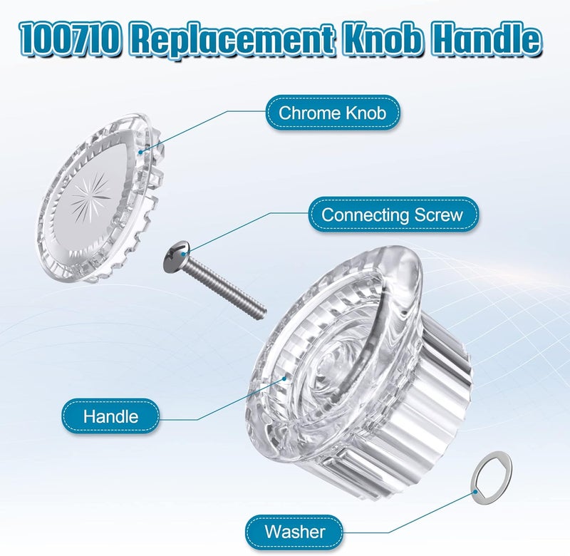 Enhon 1 Pcs Replacement Knob Handle Kit Compatible with Moen 100710 Shower Handle, Shower Knob Replacement for Single Handles Bathroom Faucet Tub Showers Handles, Chrome Knobs Insert - Image 2