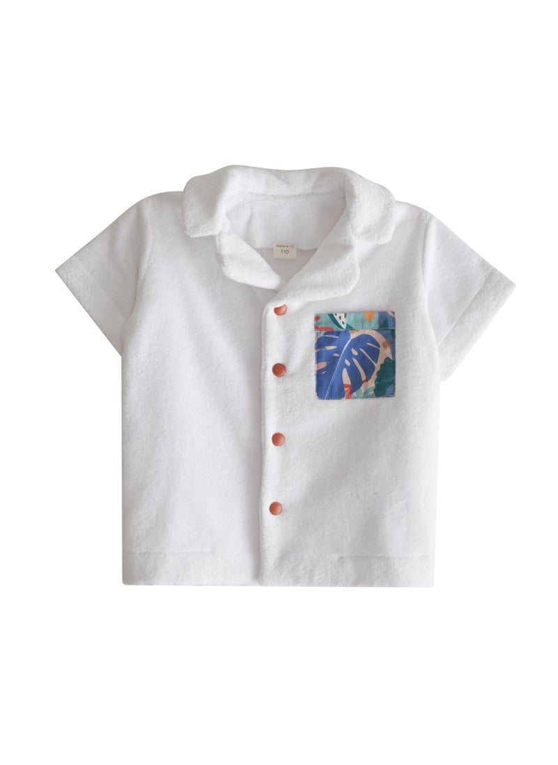 Mater&ME Summer Suit for Boys, White, 100% Cotton Poplin, Soft, Breathable, Lightweight, Cooling Fabric, Gentle on Skin, Timeless Comfy Design