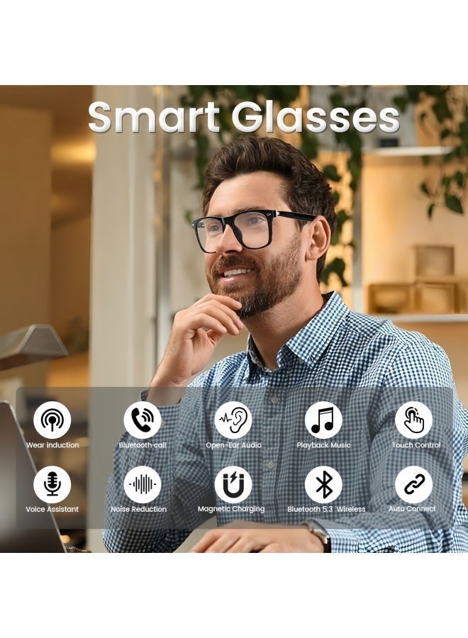 لوريت نظارات ذكية، ترجمة فورية بتقنية الذكاء الاصطناعي لـ 144 لغة، نظارات صوتية بتقنية بلوتوث مع مكبرات صوت، حماية من الأشعة فوق البنفسجية المستقطبة، صوت مفتوح الأذن، مساعد صوتي يعمل باللمس، نظارات بلوتوث 5.3 مضادة للضوء الأزرق للرجال والنساء - أسود - Image 2