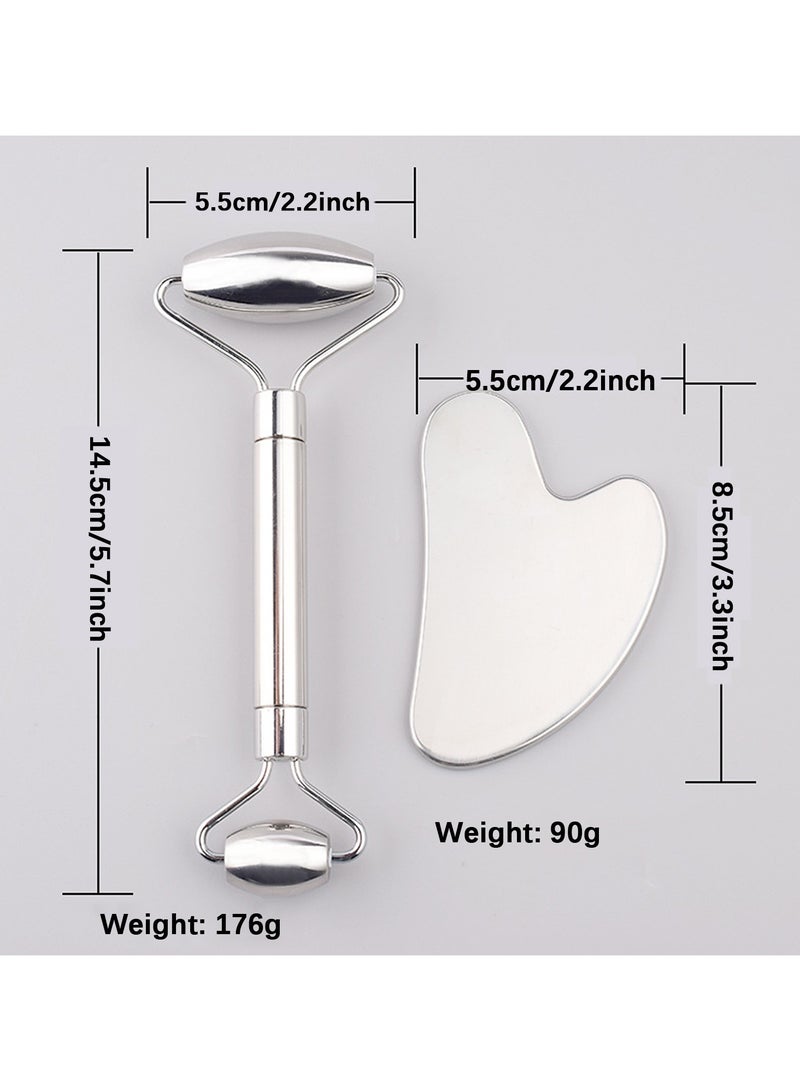 Loucky Gua Sha and Face Roller Set, Metal Guasha Tool and Ice Roller for Face, Eyes and Neck, Remove Puffiness, Lift Skin, Remove Fine Lines - Image 5