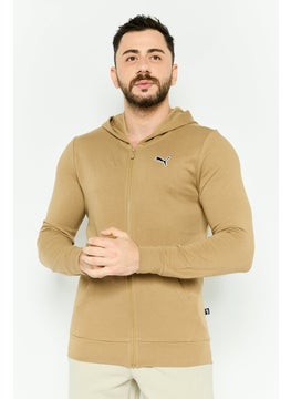 Men Sportswear Fit Long Sleeves Outdoor Hoodie, Tan