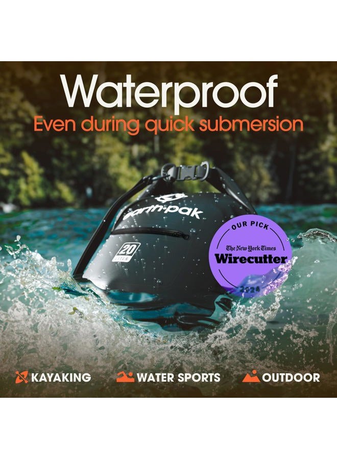 Earth Pak Waterproof Dry Bag - Roll Top Dry Compression Sack Keeps Gear Dry for Boating, Hiking, Camping and Fishing with Waterproof Phone Case (Black, 40L) - Image 3