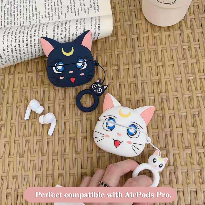 غلاف حماية مقبس سماعات ثلاثي الأبعاد متوافق مع AirPods Pro مع كارابينر - غلاف سيليكون لقشرة السماعات الرقمية بالتصميم الكرتوني للقطة اللطيفة - Image 4