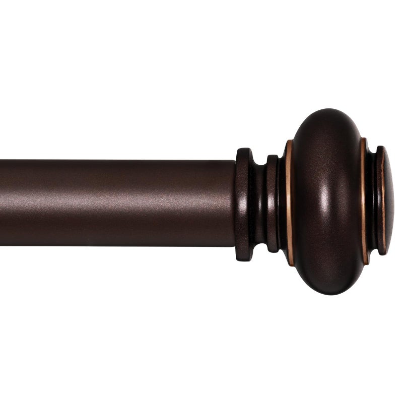 SIMEWIN Bronze Curtain Rods for Windows 28 to 48 Inches Adjustable Decorative 1 Inch Diameter Single Window Curtain Rod Set with Classic Finials, Bronze with Gold Finishing - Image 1