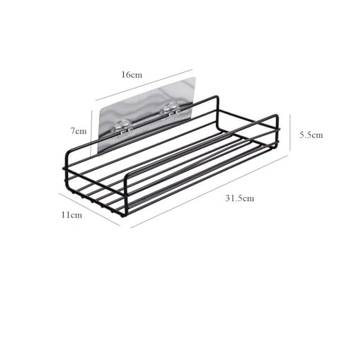 ZURATO Metal Shelf Storage Wall Mounted Durable Bathroom Shelf Organizer Rack with Strong Adhesive Hooks - Image 3