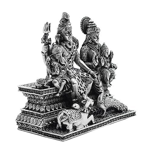 MAA SILVER Pure Silver Shiva Parvati Ganesha Kartikeya Semi-Solid Idol | Shiv Parivar Murti with Antique Oxidized Finish Perfect for Pooja/Puja & Gifting Use (925 Purity)(253 Grams) - Image 2