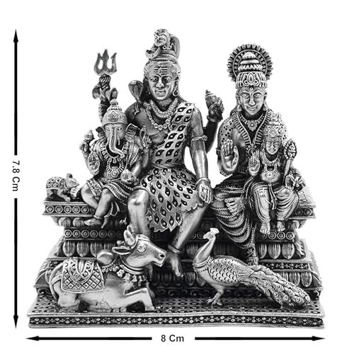 MAA SILVER Pure Silver Shiva Parvati Ganesha Kartikeya Semi-Solid Idol | Shiv Parivar Murti with Antique Oxidized Finish Perfect for Pooja/Puja & Gifting Use (925 Purity)(253 Grams) - Image 5