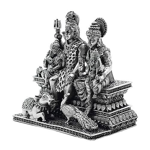 MAA SILVER Pure Silver Shiva Parvati Ganesha Kartikeya Semi-Solid Idol | Shiv Parivar Murti with Antique Oxidized Finish Perfect for Pooja/Puja & Gifting Use (925 Purity)(253 Grams) - Image 4
