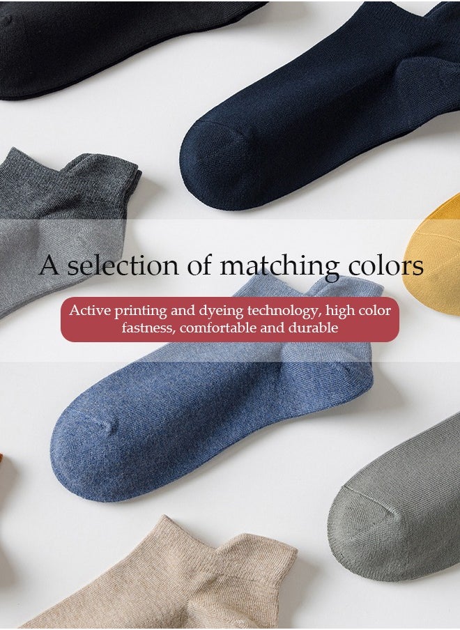DUNISO 10 Pieces of Pure cotton men's low cut socks, thin boat socks, sports socks, ear lifting design, moisture wicking, breathable and odor proof, suitable for daily use throughout the four seasons  - Image 3