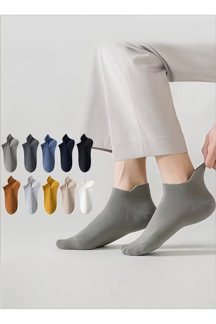 DUNISO 10 Pieces of Pure cotton men's low cut socks, thin boat socks, sports socks, ear lifting design, moisture wicking, breathable and odor proof, suitable for daily use throughout the four seasons - Image 1