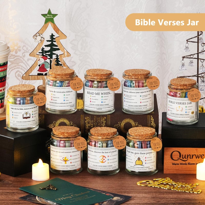 Qunrwe Bible Verses Jar,Prayer Cards Holy Hope Bible Jar for Teen Women Men,God Spiritual Self Care Religious Faith Christian Graduation Baptism Communion Gifts for Teen Women Men Friends,Bible Accessories - Image 3
