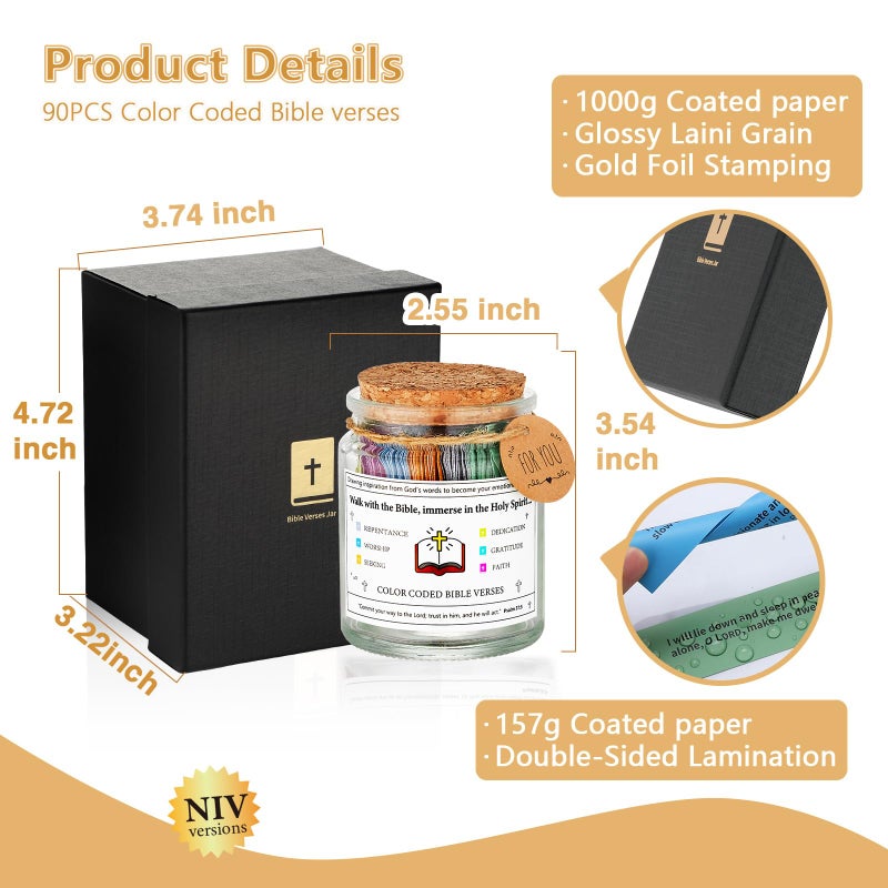 Qunrwe Bible Verses Jar,Prayer Cards Holy Hope Bible Jar for Teen Women Men,God Spiritual Self Care Religious Faith Christian Graduation Baptism Communion Gifts for Teen Women Men Friends,Bible Accessories - Image 2