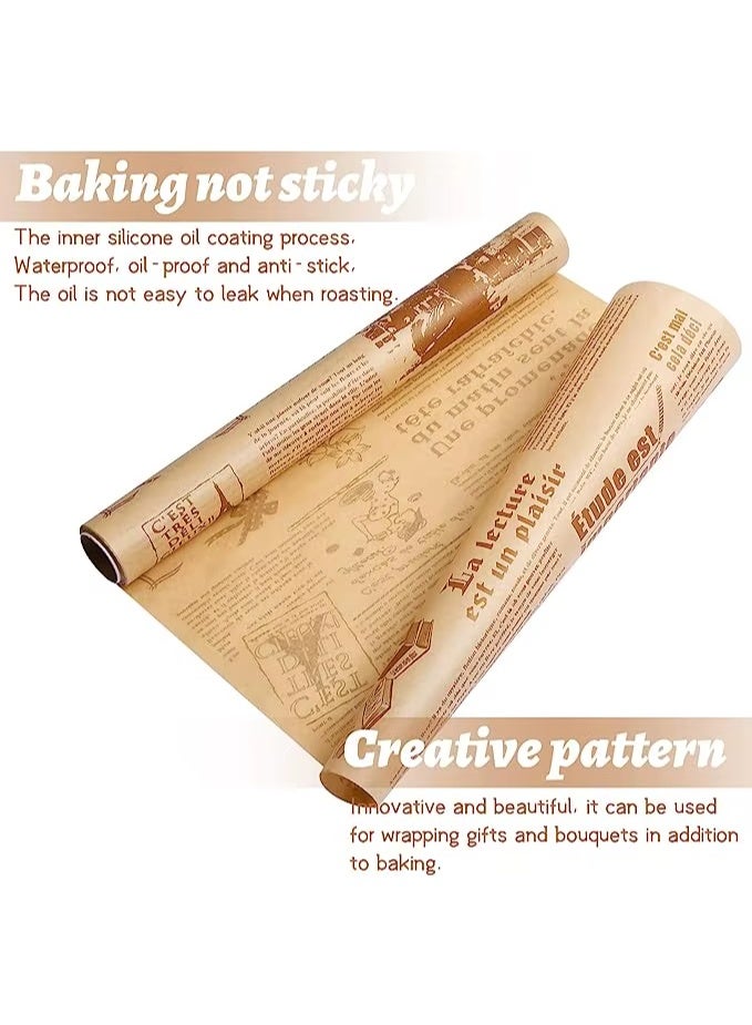 Non-stick parchment paper with a printed newspaper design, 10 meters x 30 cm - Heat resistant up to 450°F for ovens and convection ovens - Image 4