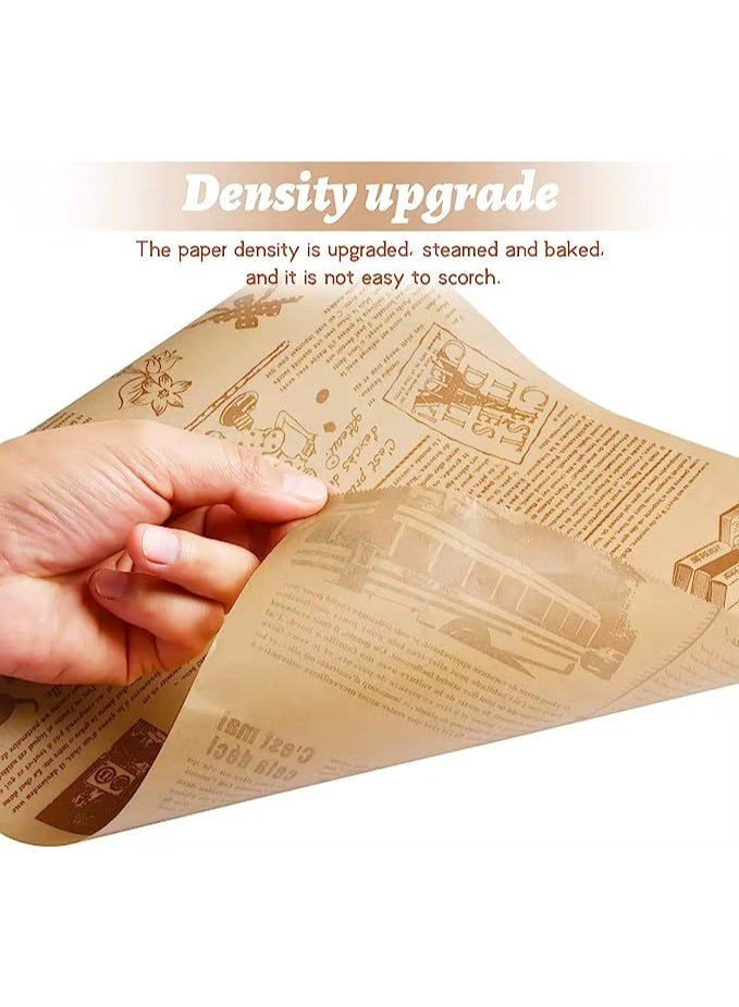 Non-stick parchment paper with a printed newspaper design, 10 meters x 30 cm - Heat resistant up to 450°F for ovens and convection ovens - Image 2