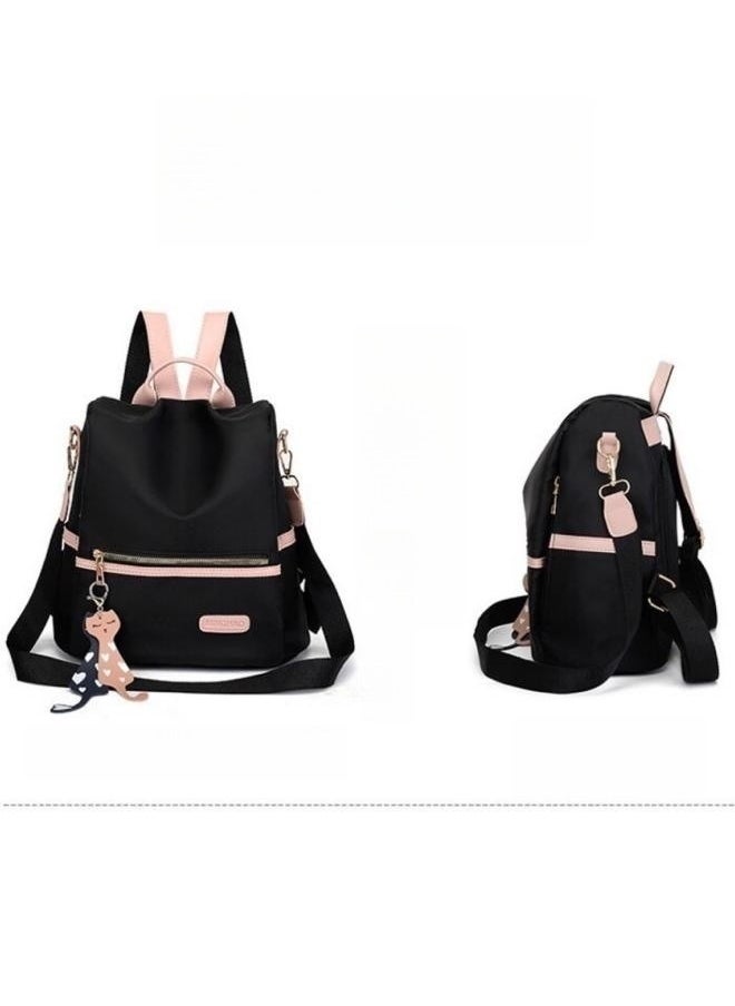 WAOKN Girls' Oxford Canvas Backpack, New Fashionable Large-capacity School Bag Back Bag for Students, Trendy Charms and Versatile Travel Bag Carry Bags Gift Bag for Children and Teenagers (Black)  - Image 4