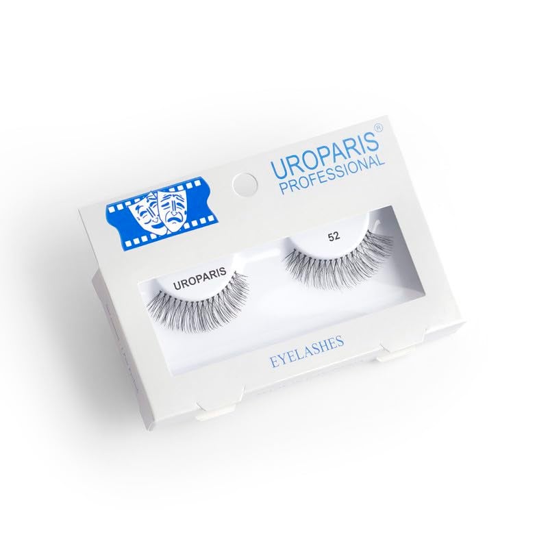 Uroparis 52 Eyelashes for Women — Tapered Handmade Eye Lashes | Lightweight False Lashes with Premium Virgin Hair | Invisible Band | For Glam Look & Enhance Beauty (Black) - 1 Pair - Image 3