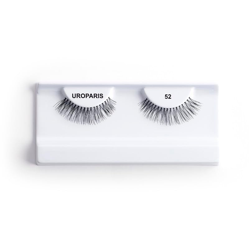 Uroparis 52 Eyelashes for Women — Tapered Handmade Eye Lashes | Lightweight False Lashes with Premium Virgin Hair | Invisible Band | For Glam Look & Enhance Beauty (Black) - 1 Pair - Image 2