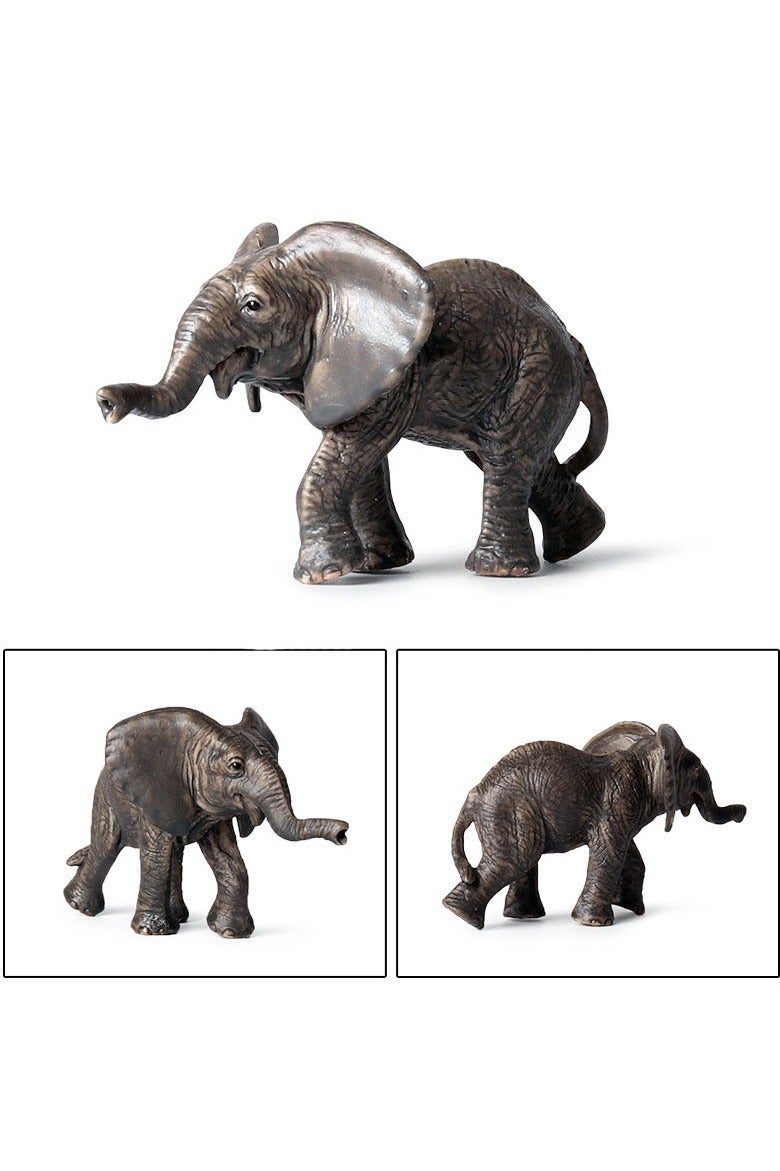 هالامودو 2 قطعة الفيل الأفريقي والعجل الجذع المنعكس أرقام الحيوانات ، مجموعة لعبة الفيل الواقعية ، الزينات الحيوانية البرية ، لعب معرفية حديقة حيوانات الغابة ، هدايا عيد ميلاد الأطفال - Image 2