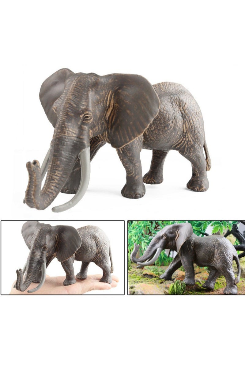هالامودو 2 قطعة الفيل الأفريقي والعجل الجذع المنعكس أرقام الحيوانات ، مجموعة لعبة الفيل الواقعية ، الزينات الحيوانية البرية ، لعب معرفية حديقة حيوانات الغابة ، هدايا عيد ميلاد الأطفال - Image 4