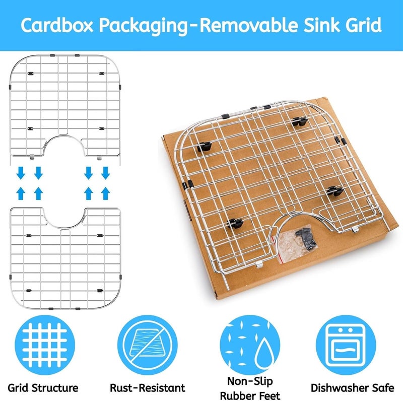 Youeon Stainless Steel Sink Protector Grid 26" x 14", Foldable Kitchen Sink Bottom Grid with Centered Drain Hole, Rust-Resistant Sink Rack for Dishes, Pots, and Glassware - Image 4