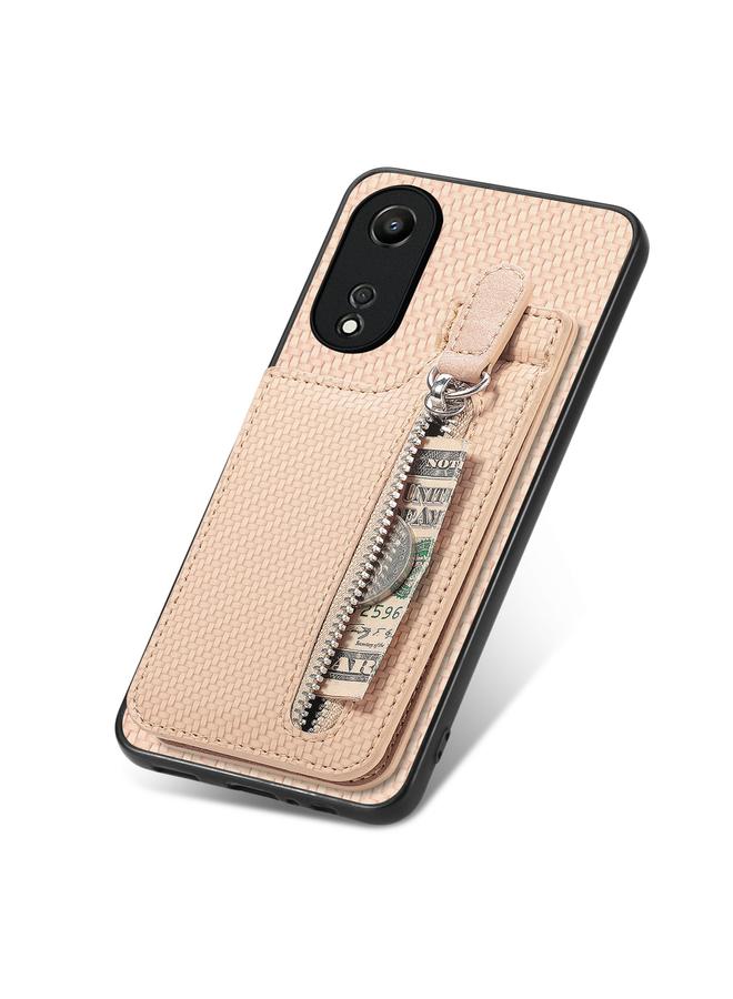 اس-توب جراب هاتف OPPO A58 5G مصنوع من ألياف الكربون مع سحاب رأسي - Image 4