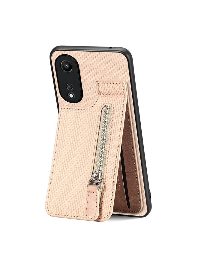 اس-توب جراب هاتف OPPO A58 5G مصنوع من ألياف الكربون مع سحاب رأسي - Image 1