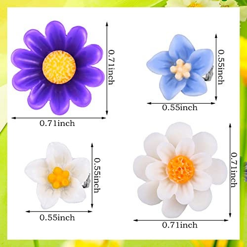 BBTO 24 Pcs Mini Flower Hair Clip for Girls Women Lily Daisy Flower Small Hair Pin Wedding Bridesmaid Bridal Clips Elegant Hair Accessory for Party Daily(White Yellow, Dark Purple, White, Light Blue) - Image 3